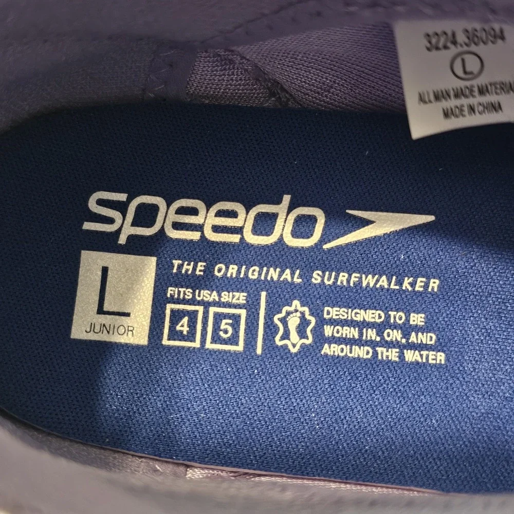 Speedo‎ Aqua Trek Water Shoes Kids Junior Size L 4-5 Lavender Breeze Hawaii NWT